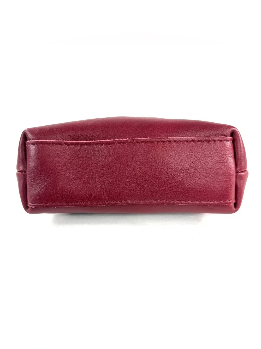 Portland Leather Goods Eclipse Red Leather Pouch Toiletry Makeup Bag Brass